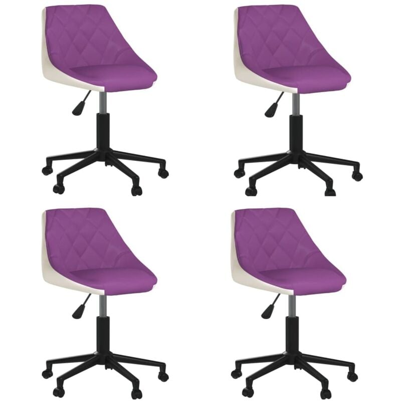

Silla de comedor giratoria 4 uds cuero sintético morado blanco