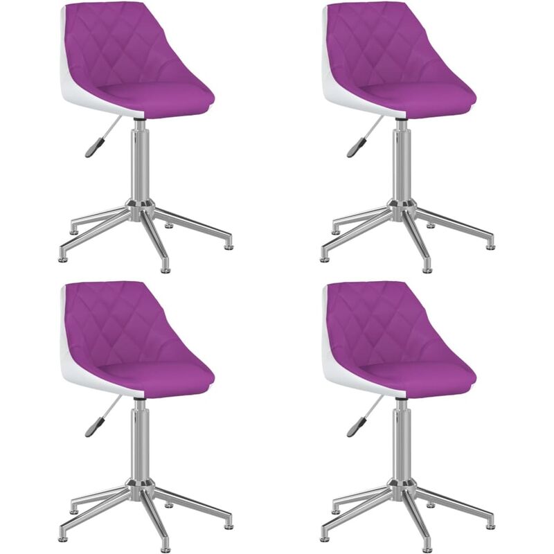 

Silla de comedor giratoria 4 uds cuero sintético morado blanco