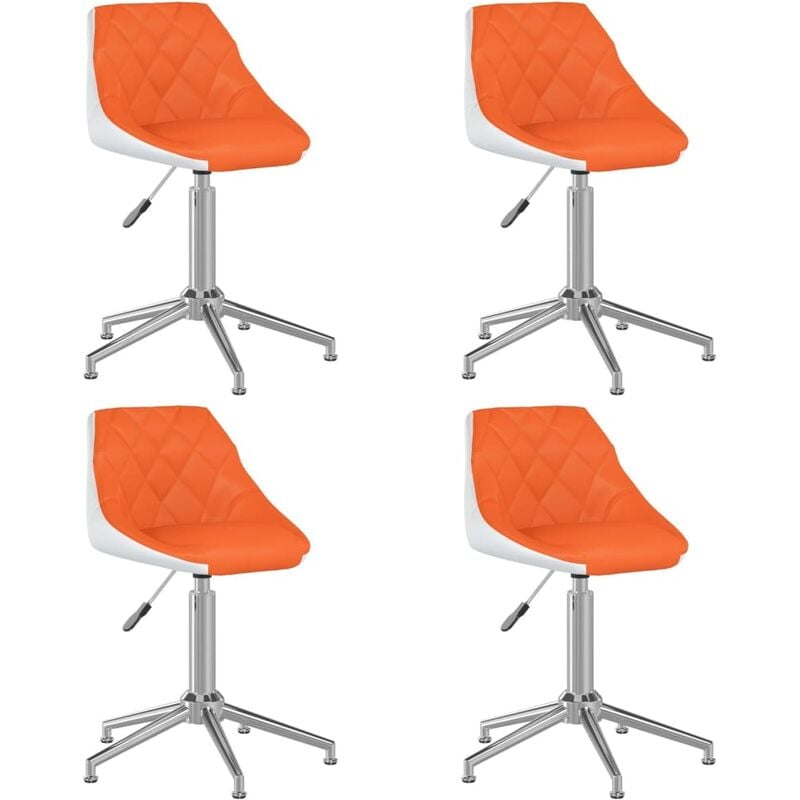 

Silla de comedor giratoria 4 uds cuero sintético naranja blanco