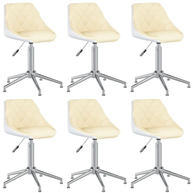 

Silla de comedor giratoria 6 uds cuero sintético crema blanco