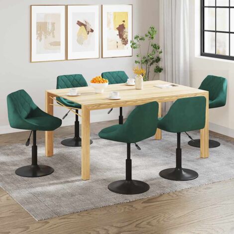 Silla de comedor giratoria 6 uds terciopelo verde oscuro