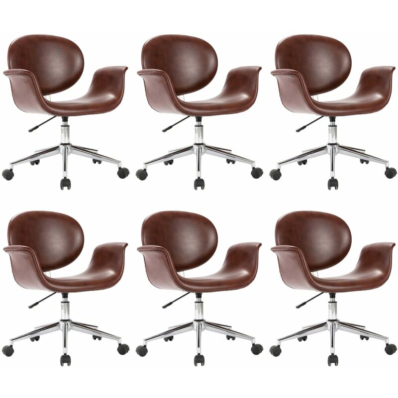 

Silla de Comedor Giratoria Cuero Sintético 6 Unidades Marrón - Marrón - Vidaxl