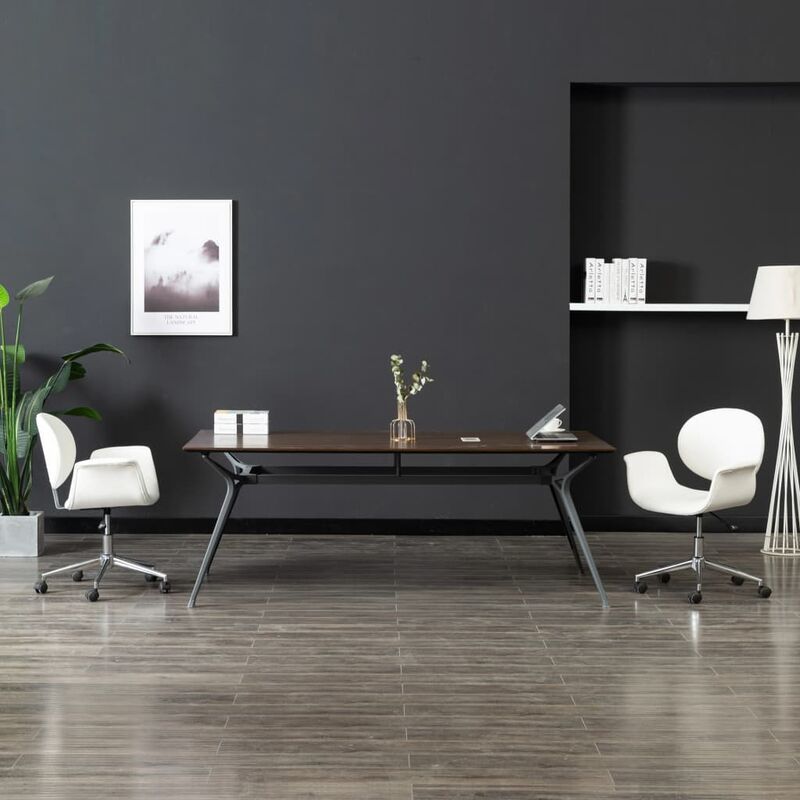 

Silla de comedor giratoria cuero sintético blanco - Blanco