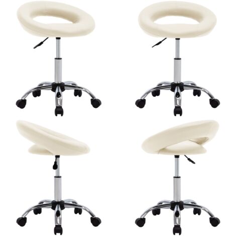 Silla de comedor giratoria de cuero sintética crema - Silla de comedor - Silla de cuero sintético