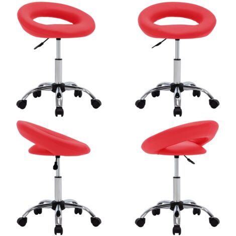 Silla de comedor giratoria de cuero sintética roja - Silla de comedor - Silla de cuero sintético