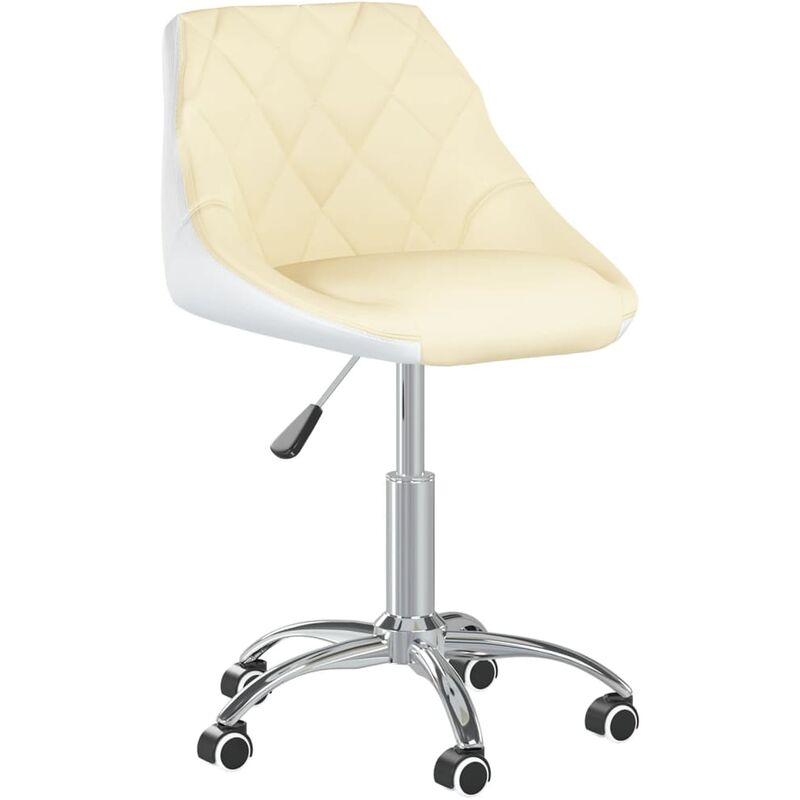 

Silla de comedor giratoria de cuero sintético crema y blanco