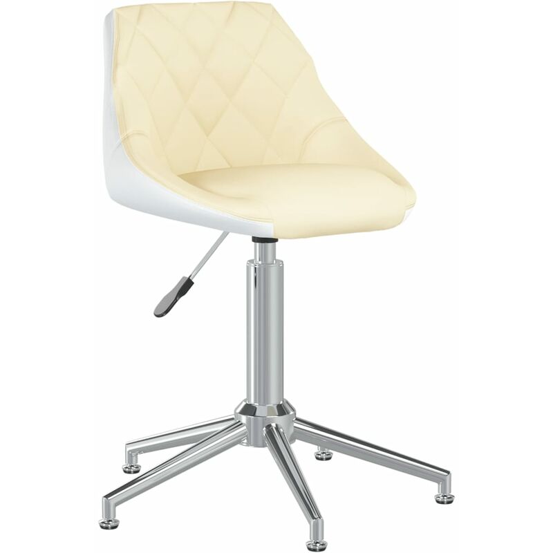 

Silla de comedor giratoria de cuero sintético crema y blanco