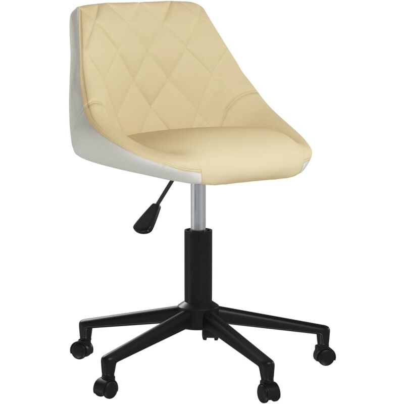 

Silla de comedor giratoria de cuero sintético crema y blanco