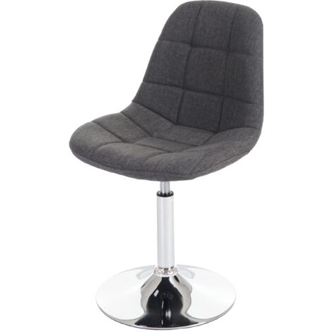 Silla de comedor giratoria de diseño retro en tela gris claro patas cromadas 040002194