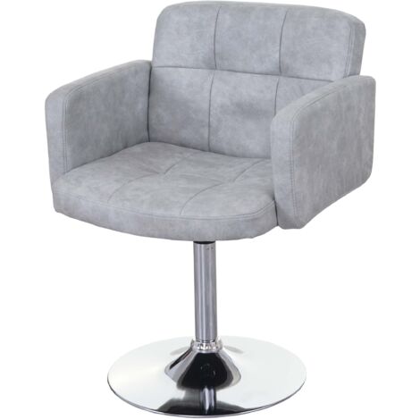 Silla de comedor giratoria de gamuza sintética cromada gris vintage 040002392