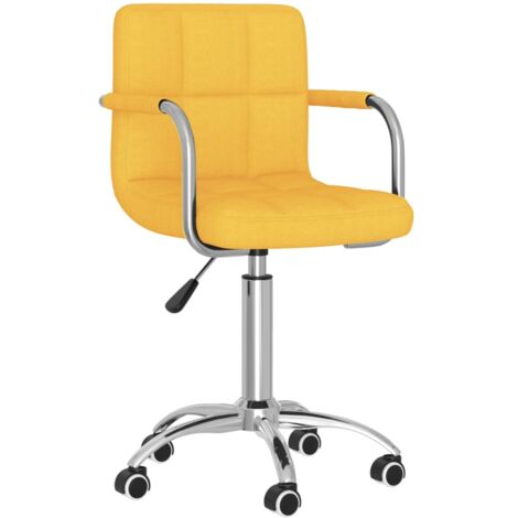 Silla de comedor giratoria de tela amarilla mostaza vidaXL