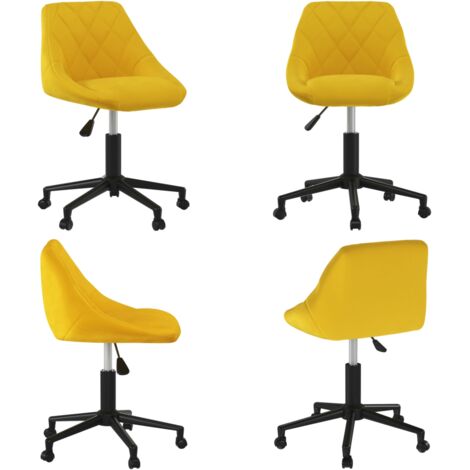 Silla de comedor giratoria de terciopelo amarillo mostaza - Silla de comedor - Silla de comedor giratoria