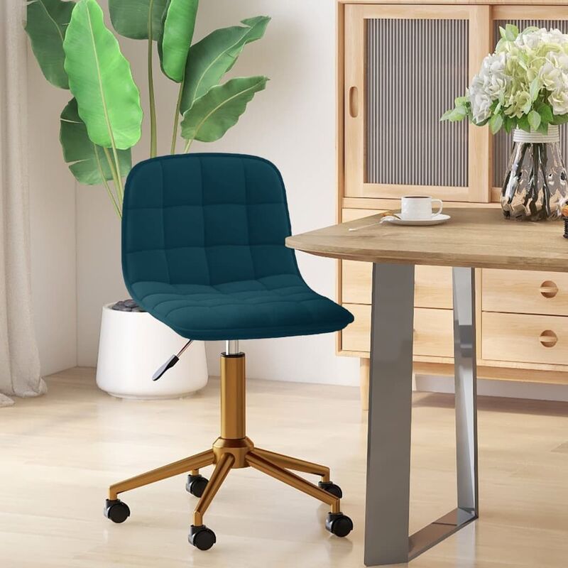 

Silla de comedor giratoria de terciopelo azul