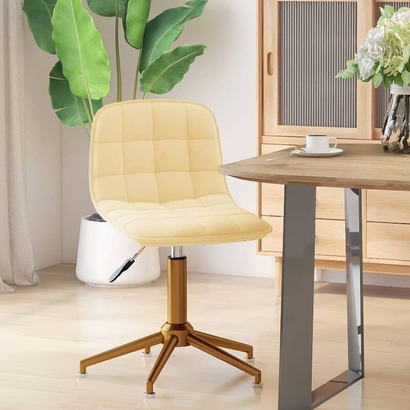 

Silla de comedor giratoria de terciopelo crema