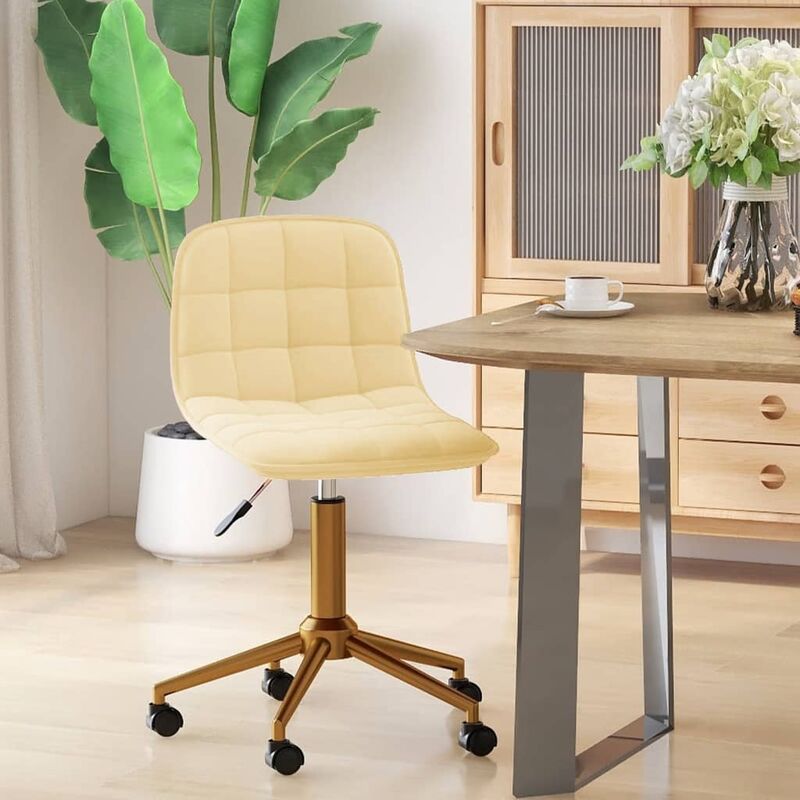 

Silla de comedor giratoria de terciopelo crema