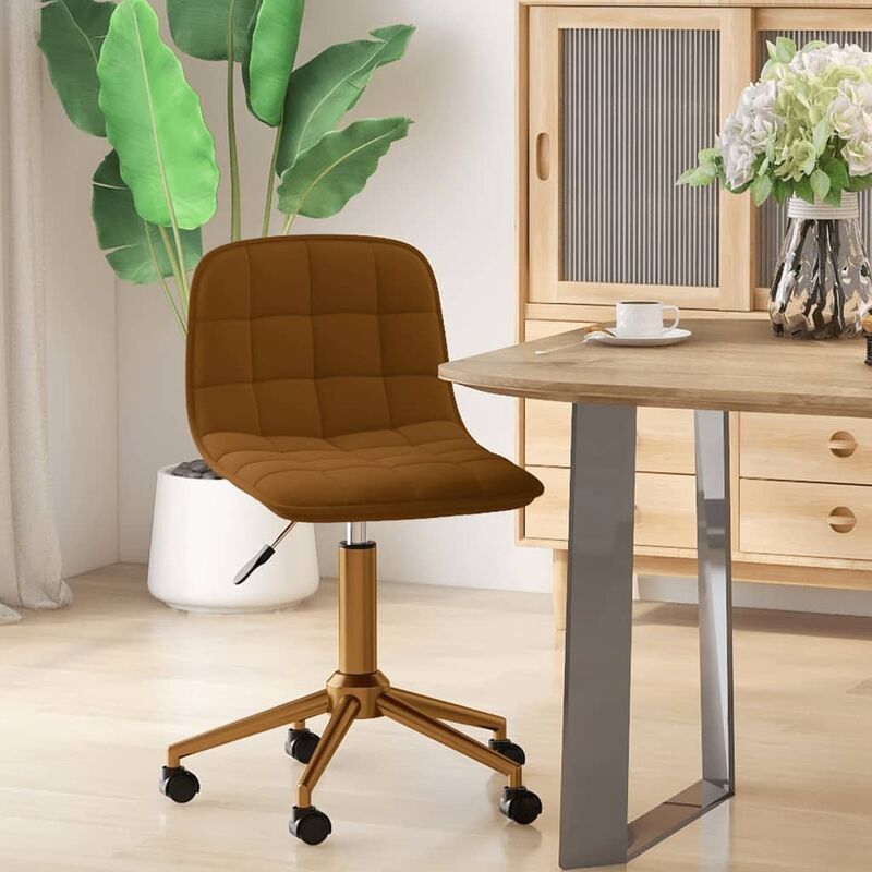 

Silla de comedor giratoria de terciopelo marrón