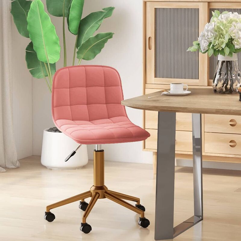 

Silla de comedor giratoria de terciopelo rosa