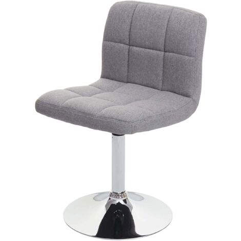 Silla de comedor giratoria en tela gris claro patas cromadas 040002298