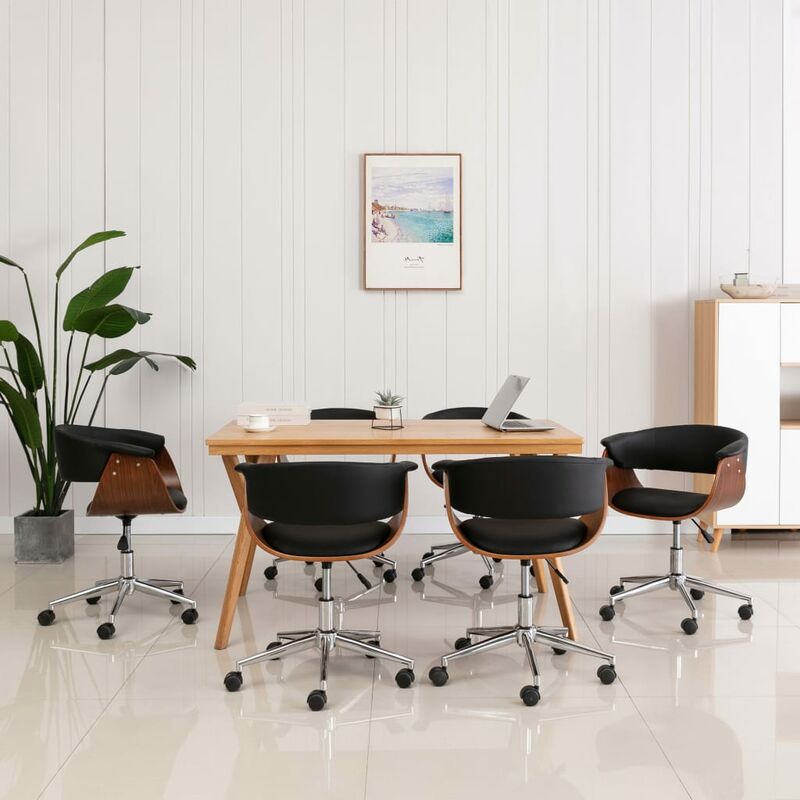 

Silla de comedor giratoria madera curvada cuero sintético negro