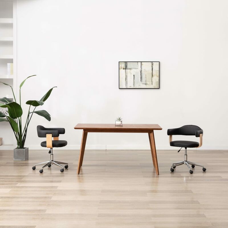 

Silla de comedor giratoria madera curvada cuero sintético negro