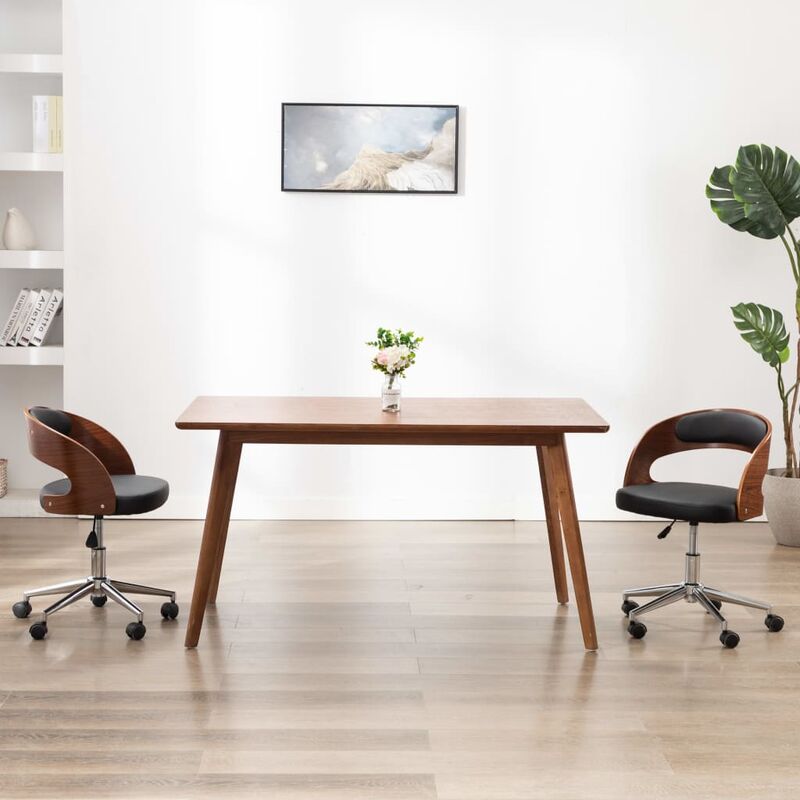 

Silla de comedor giratoria madera curvada cuero sintético negro