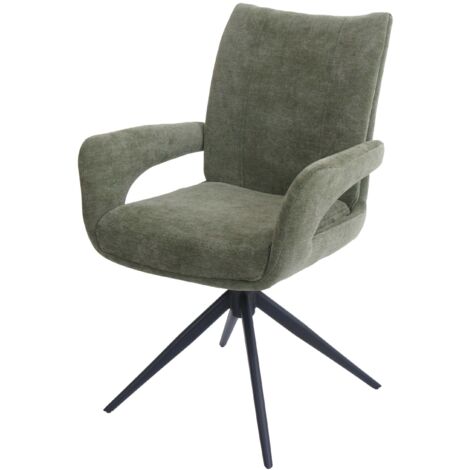 Silla de comedor giratoria moderna con reposabrazos envolventes 90 x 60 x 60 cm asiento ergonómico y cómodo en tejido de chenilla verde 040009332