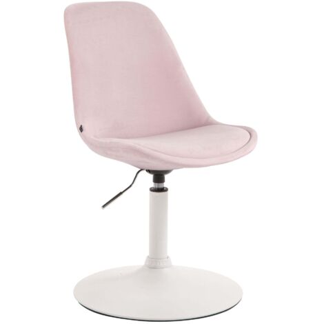 Silla de comedor giratoria x1 regulable en altura en terciopelo rosa con base de trompeta de metal blanco 100008458