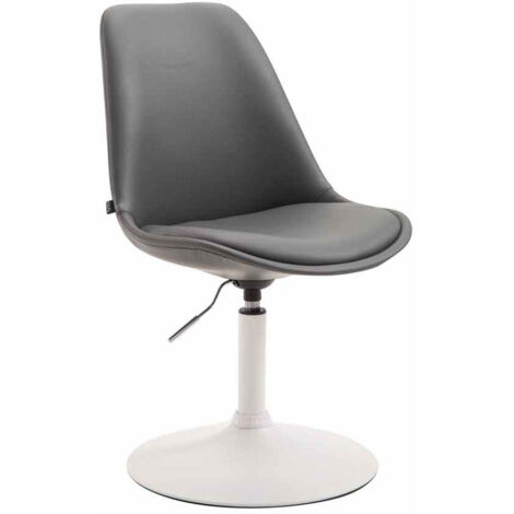 Silla de comedor giratoria x1 regulable en altura PVC gris con base de trompeta de metal blanco 100008461