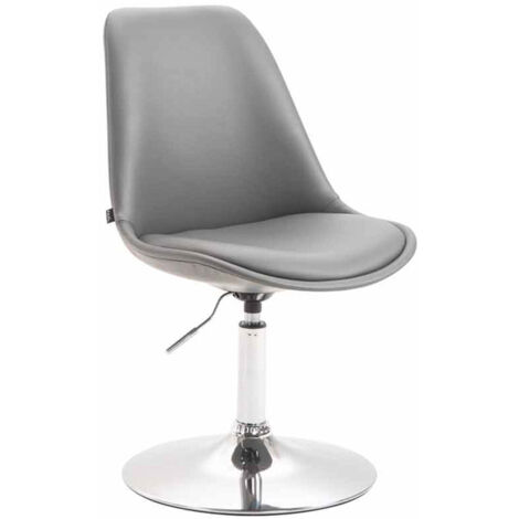 Silla de comedor giratoria x1 regulable en altura PVC gris con base de trompeta de metal cromado 100008615