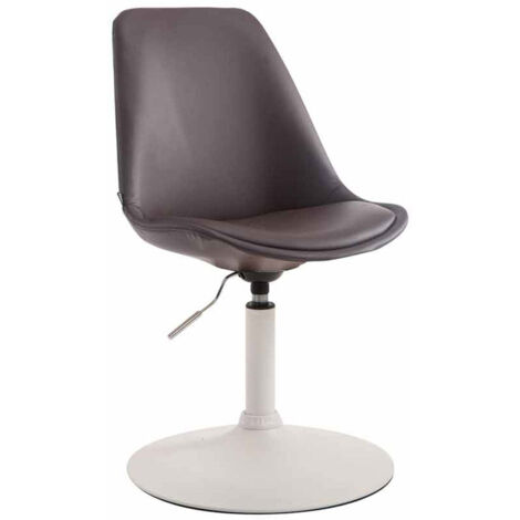 Silla de comedor giratoria x1 regulable en altura PVC marrón con base de trompeta de metal blanco 100008271