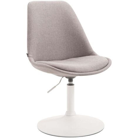Silla de comedor giratoria x1 regulable en altura tela gris con base de trompeta de metal blanco 100008279