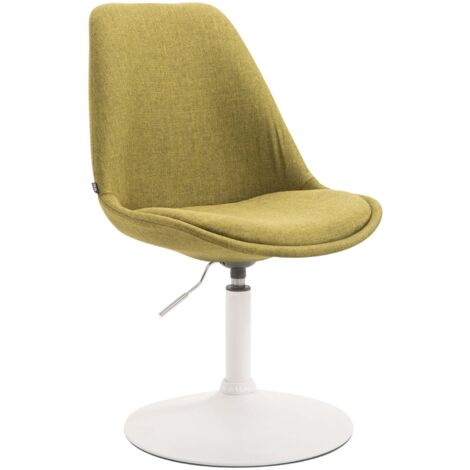 Silla de comedor giratoria x1 regulable en altura tela verde con base de trompeta de metal blanco 100008744