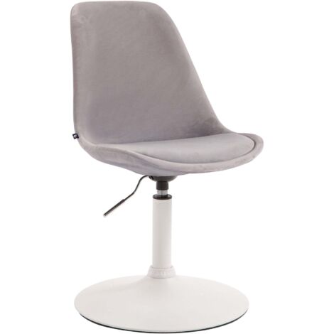 Silla de comedor giratoria x1 regulable en altura terciopelo gris con base de trompeta de metal blanco 100008257