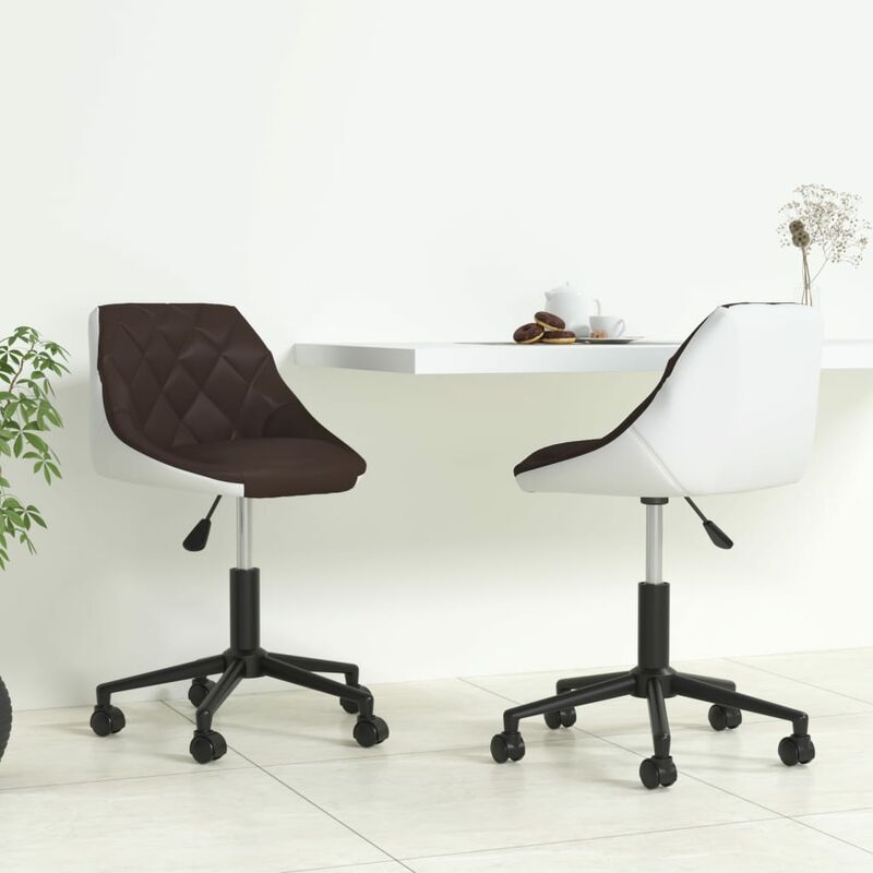 

Silla de comedor giratorias 2 uds cuero sintético marrón y blanco