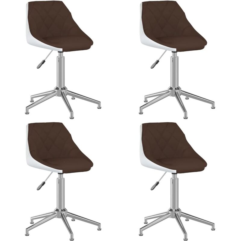 

Silla de comedor giratorias 4 uds cuero sintético marrón blanco