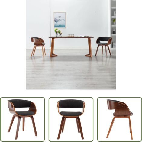 Silla de comedor gris -  Silla de comedor madera curvada y tela gris