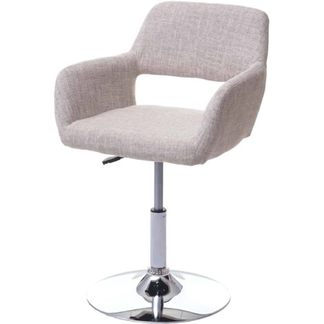 Silla de comedor HHG-934 III, silla silla de cocina, retro años 50, tela/textil, crema/gris, base cromada