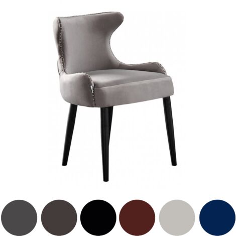 Silla de comedor individual de terciopelo Oxford LUX - Silla tapizada para comedor, cocina - Gris claro