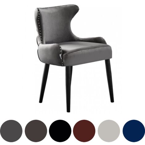 Silla de comedor individual de terciopelo Oxford LUX - Silla tapizada para comedor, cocina - Gris oscuro