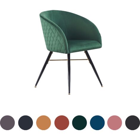 Silla de comedor individual Vittorio LUX de terciopelo con patas de metal - Silla de comedor - Silla tapizada - Silla de comedor moderna - Verde