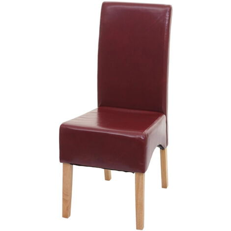 Silla de comedor Latina, silla de cocina, cuero, rojo, patas claras
