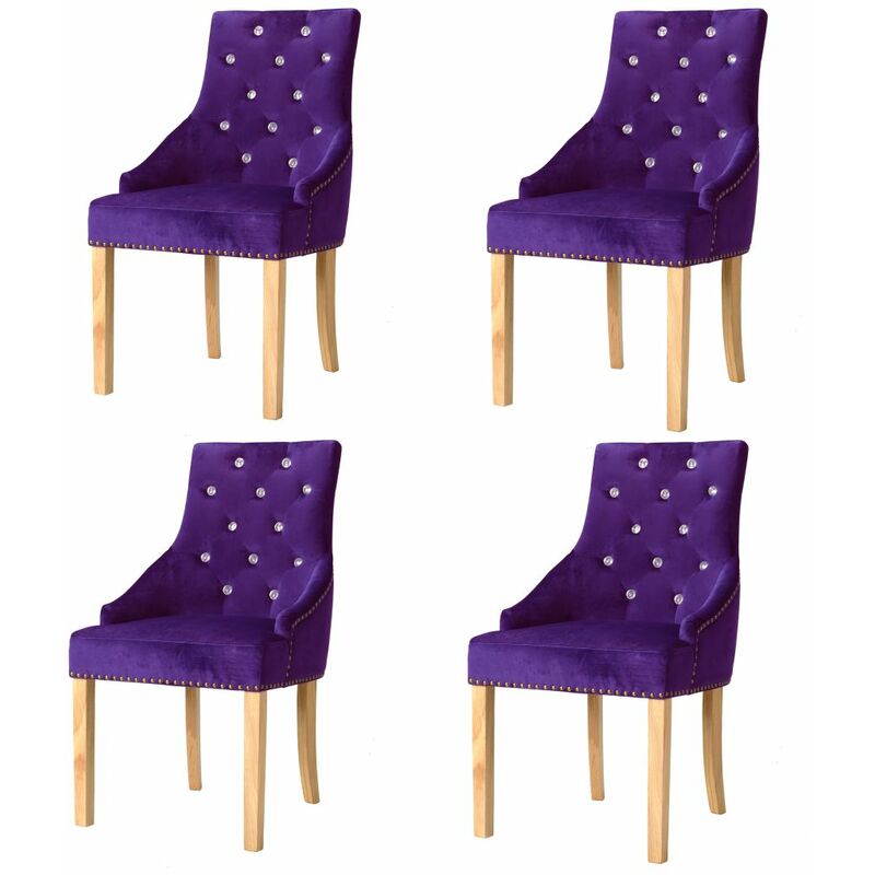 

Silla de comedor madera 4 uds roble macizo y terciopelo morado