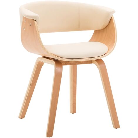 Silla de comedor madera curvada y cuero sintético crema vidaXL
