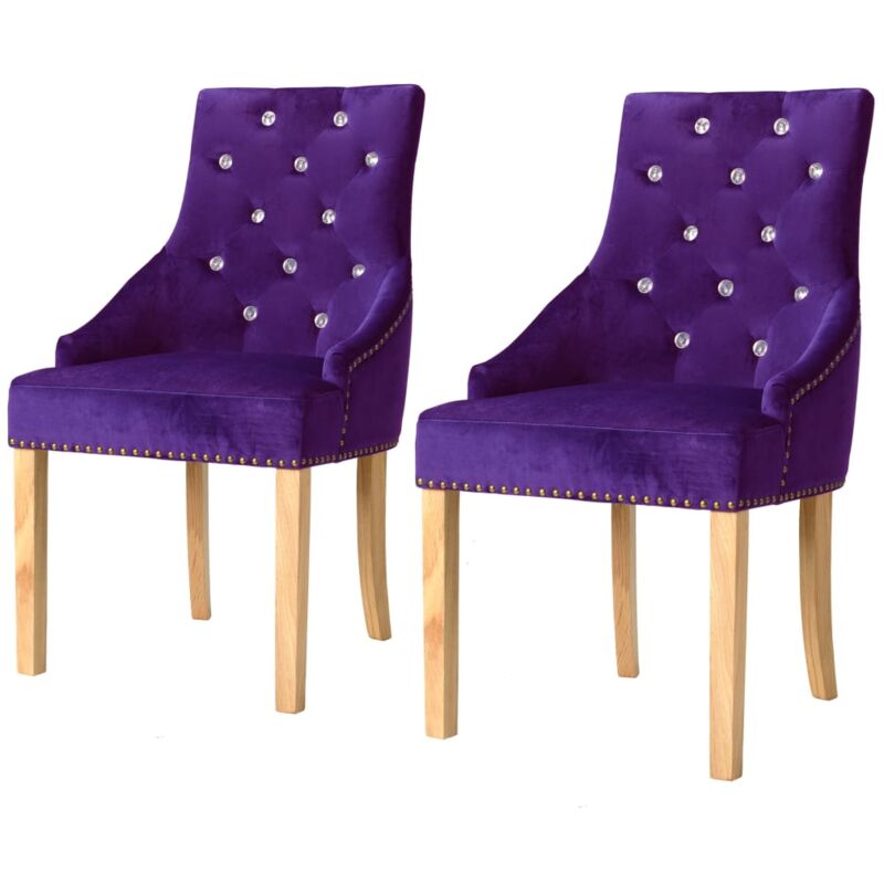 

vidaXL Madera Maciza Roble Sillas de Comedor 2 Unidades Terciopelo Morado - Púrpura