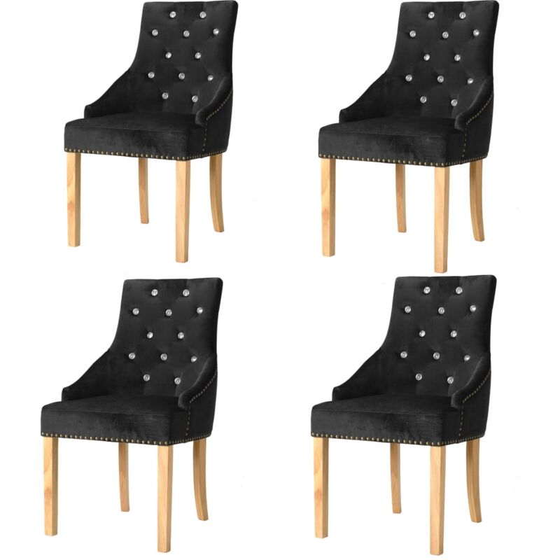 

Madera Maciza Roble Sillas de Comedor 4 Unidades Terciopelo Negro - Negro - Vidaxl