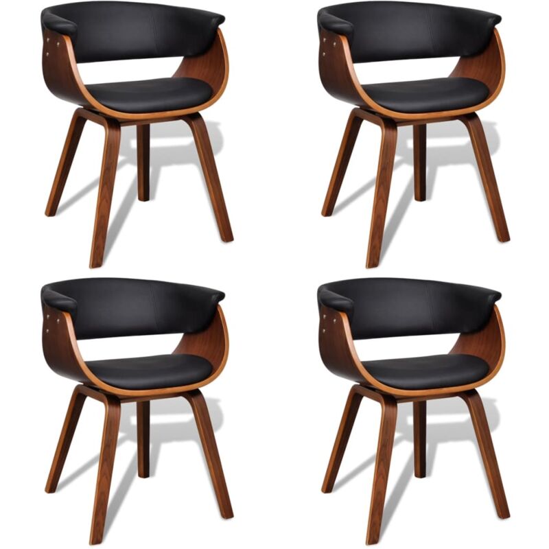 

Madera Curvada Silla de Comedor Cuero Sintético 4 Unidades - Marrón - Vidaxl