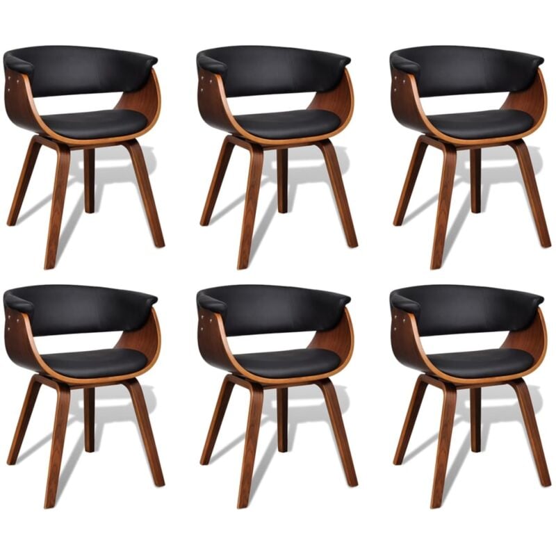 

Madera Curvada Silla de Comedor Cuero Sintético 6 Unidades - Marrón - Vidaxl