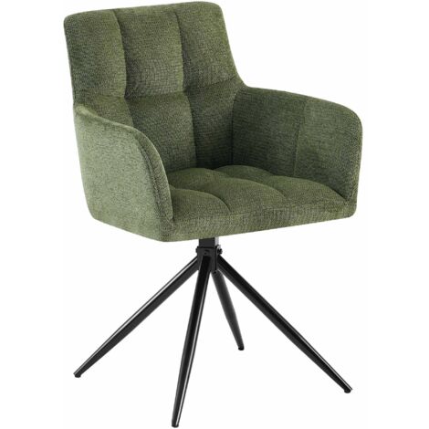 Silla de comedor moderna y cómoda x1 con mecanismo giratorio de 180° tela verde y metal 100007820