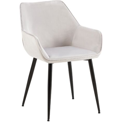 Silla de comedor office sala de espera x1 en tela terciopelo gris claro y metal negro 100002149