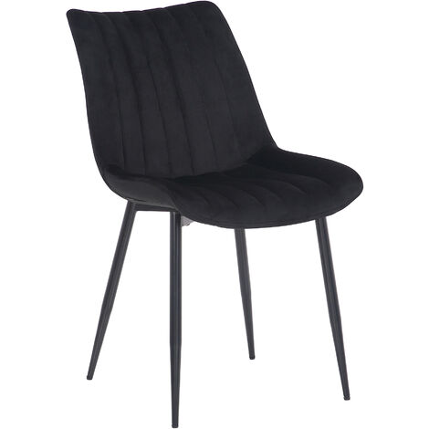 Silla de comedor Rahden en terciopelo Negro